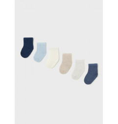 Set 6 calcetines lisos recién nacido Azules-Mayoral