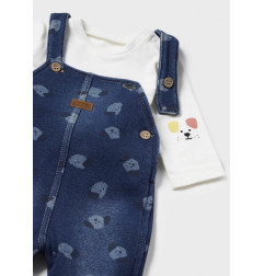 Conjunto peto y camiseta recién nacido Dark Jeans-Mayoral