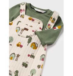 Conjunto peto estampado y camiseta recién nacido Bosque-Mayoral