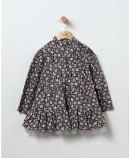 Chal+Vestido Flores Gris-Coco Acqua
