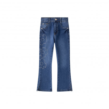Pantalón Campana Vaquero decoración dlores-Newness