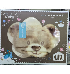 Manta bebé cuna terciopelo estampado oso beige -Manterol