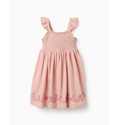 Vestido de niña 100% algodón con bordados de punto de cruz-Zippy