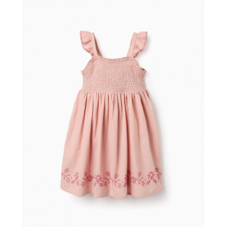 Vestido de niña 100% algodón con bordados de punto de cruz-Zippy