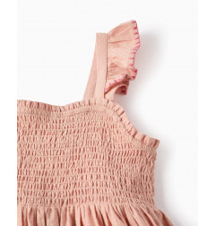 Vestido de niña 100% algodón con bordados de punto de cruz-Zippy