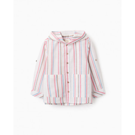 Camisa de niño 100% algodón a rayas con capucha-Zippy