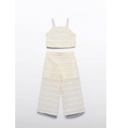 Conjunto pantalón crochet niña Crudo-Abel & Lula