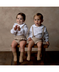 Peto Niña Lunar Chocolate + Camisa Bámbula cuello volante-CMP Tex