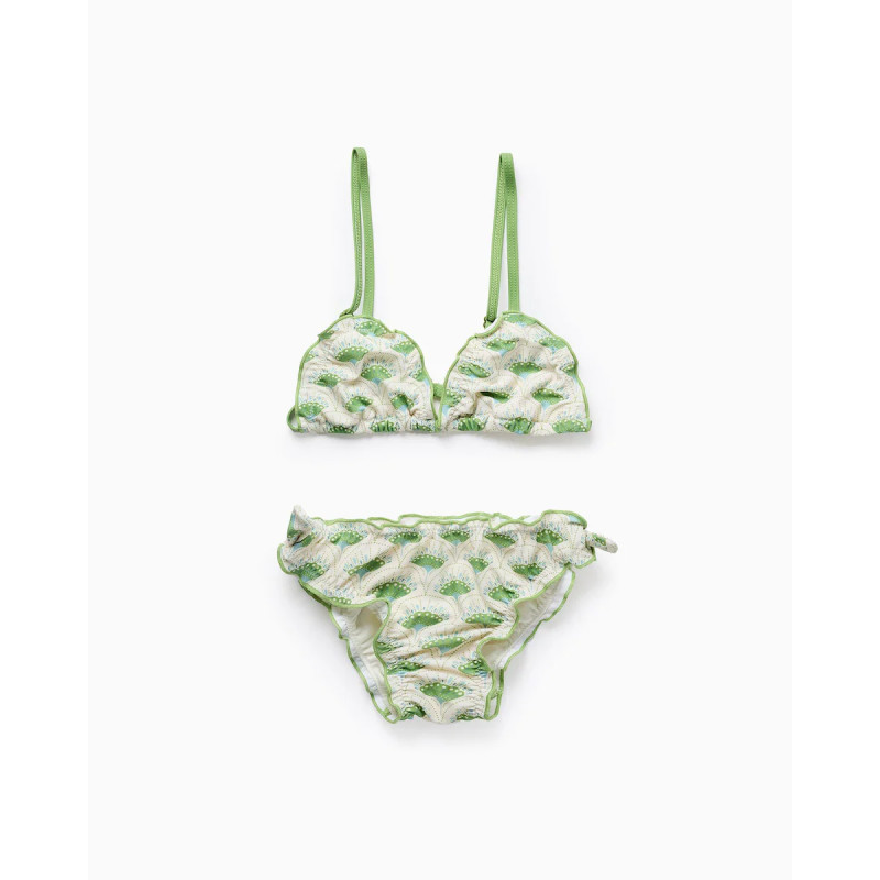 Bikini de niña estampado en verde claro-Zippy
