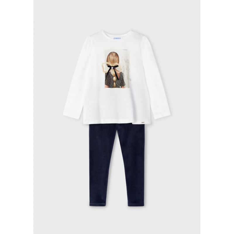 Conjunto legging terciopelo y camiseta niña-Mayoral