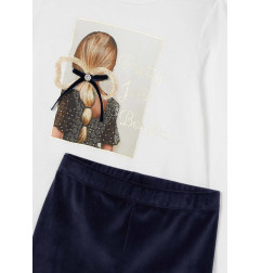Conjunto legging terciopelo y camiseta niña-Mayoral