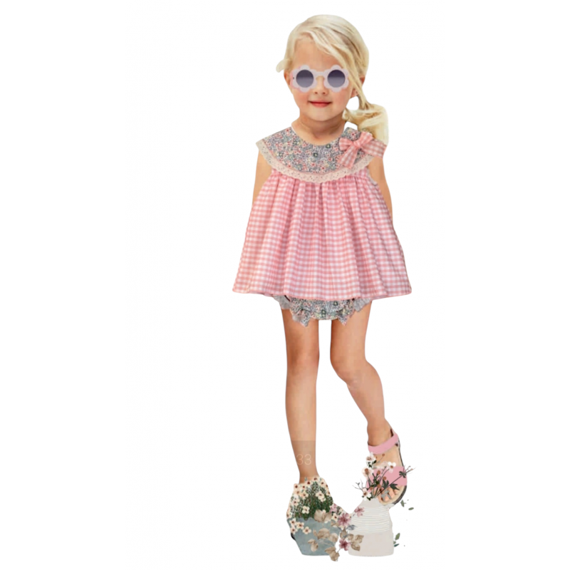 Vestido Ameli Pétalo Vichy+Culote Flores-Valentina