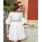 Vestido Pop Bordado Cinturón Tostado-Coco Ceremonia
