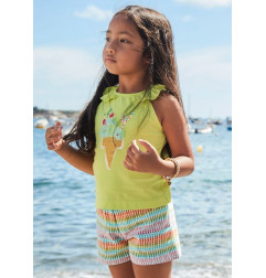 Conjunto pantalón corto y camiseta helado niña citron-Mayoral