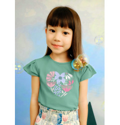 Pantalón corto flores geométricas niña Menta-Mayoral