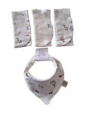 Set Babero Bandana Reversible + Tres Babitas Felicia-Todo Amor Baby