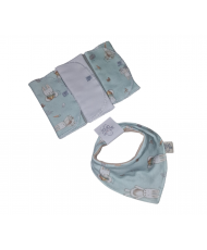 Set Babero Bandana Reversible+Tres Babitas Amore Aqua- Todo Amor Baby