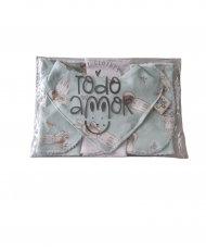 Set Babero Bandana Reversible+Tres Babitas Amore Aqua- Todo Amor Baby