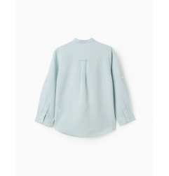 Camisa con Cuello Mao y Mangas Plegables para Niño, Verde Agua-Zippy