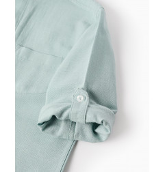 Camisa con Cuello Mao y Mangas Plegables para Niño, Verde Agua-Zippy