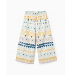 Pantalón Wide Leg con Estampado Étnico para Niña, Multicolor-Zippy