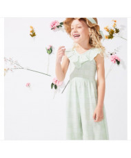 Mono de niña con volantes verde cuadros-Newness