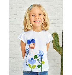 Camiseta dibujo niña Blanca-Mayoral