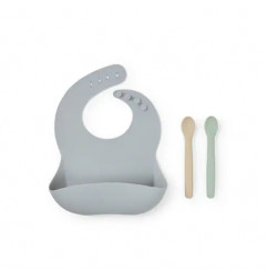 Set de babero y 2 cucharas Food Kit azul celeste-Tous Baby