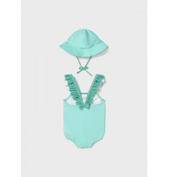 Bañador con gorro protección solar recién nacida verde sirena-Mayoral