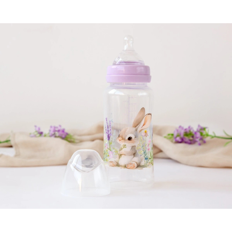 Biberón anticólicos 360ml conejo lavanda-Kiokids